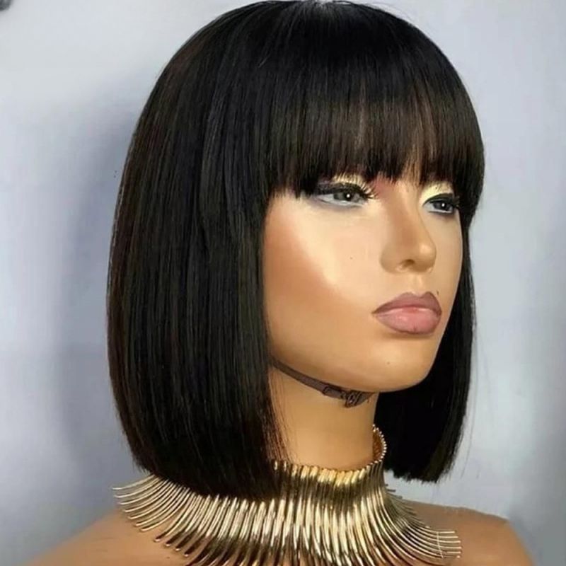 Perruque Carré Court avec Frange en Cheveux Naturels - Beshariel Beauty