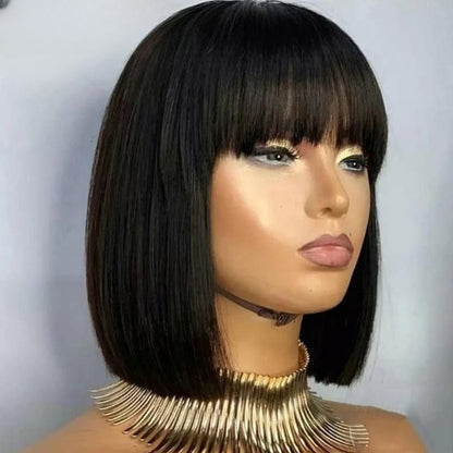Perruque Carré Court avec Frange en Cheveux Naturels - Beshariel Beauty