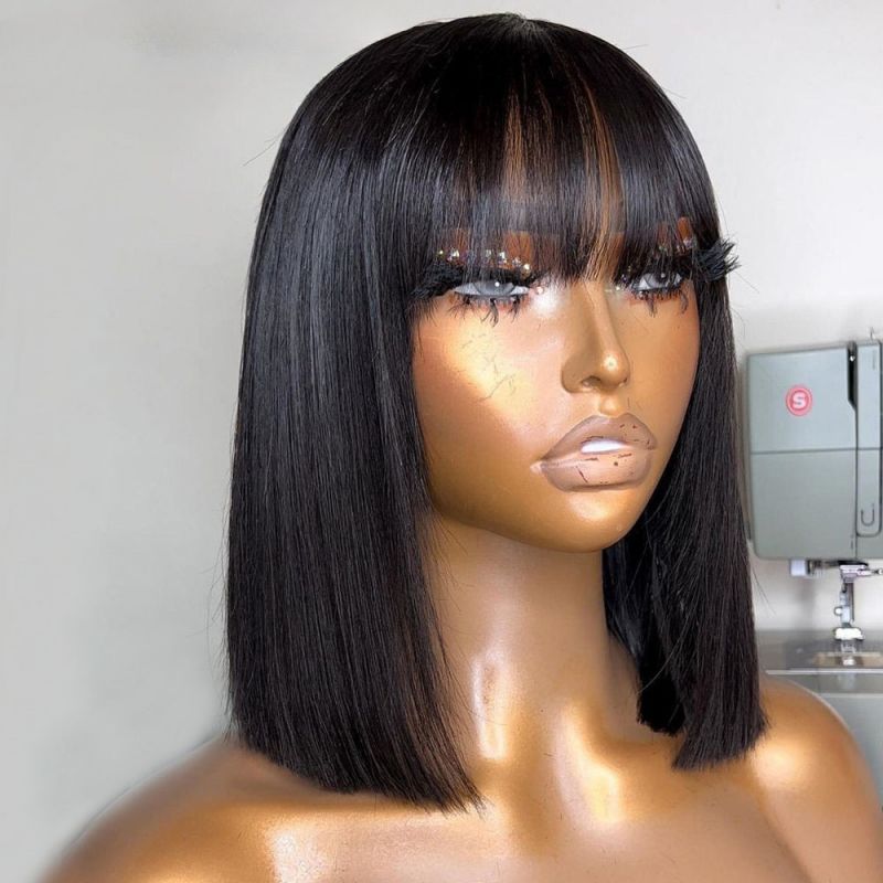 Perruque Carré Court avec Frange en Cheveux Naturels - Beshariel Beauty