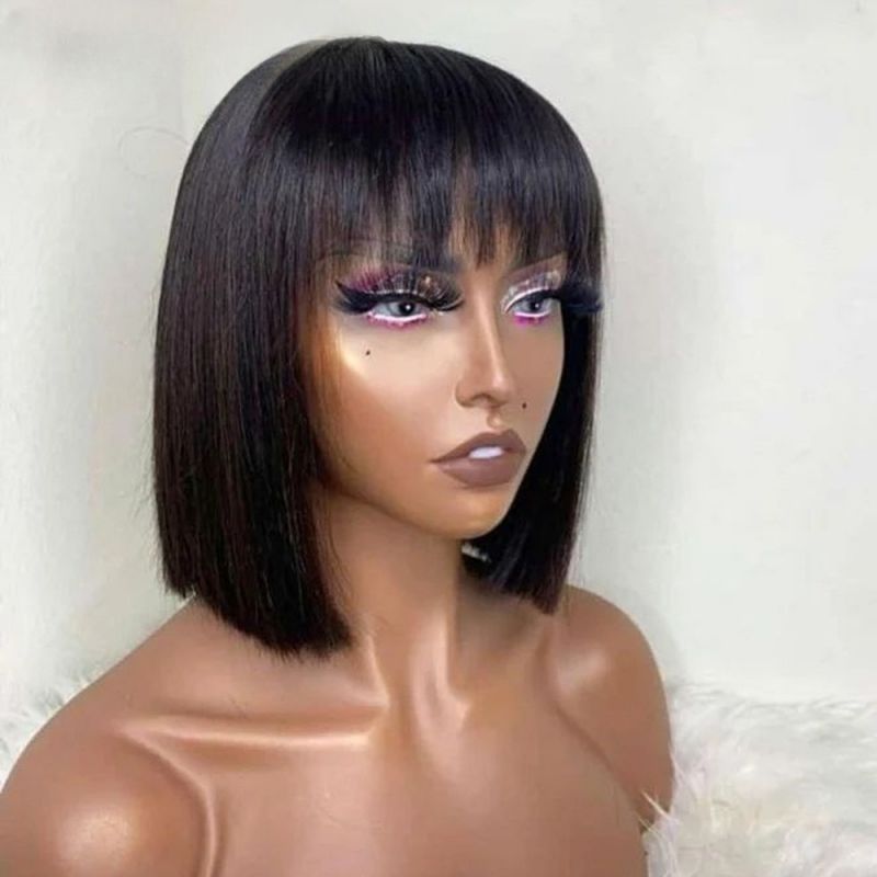 Perruque Carré Court avec Frange en Cheveux Naturels - Beshariel Beauty