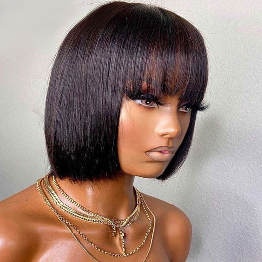 Perruque Carré Court avec Frange en Cheveux Naturels - Beshariel Beauty